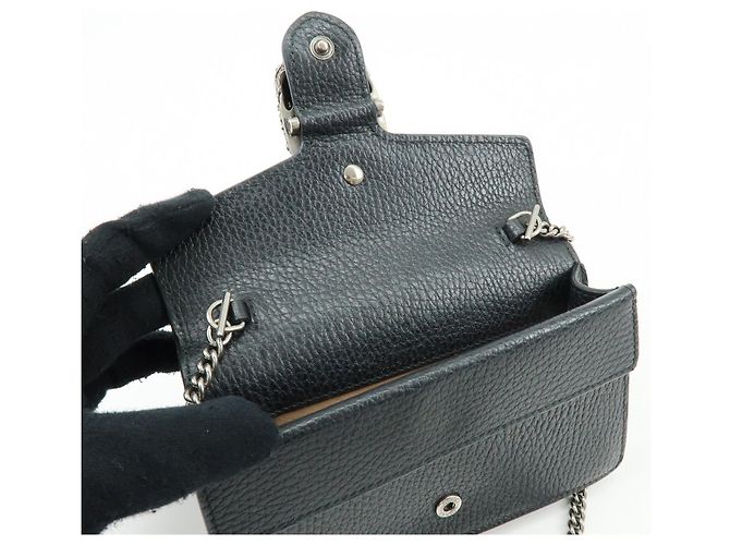 Borsa a tracolla GUCCI Dionysus Super Mini Bag in pelle con catena Nera - vista 18