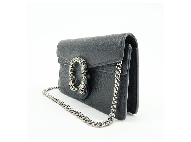 Borsa a tracolla GUCCI Dionysus Super Mini Bag in pelle con catena Nera - vista 3