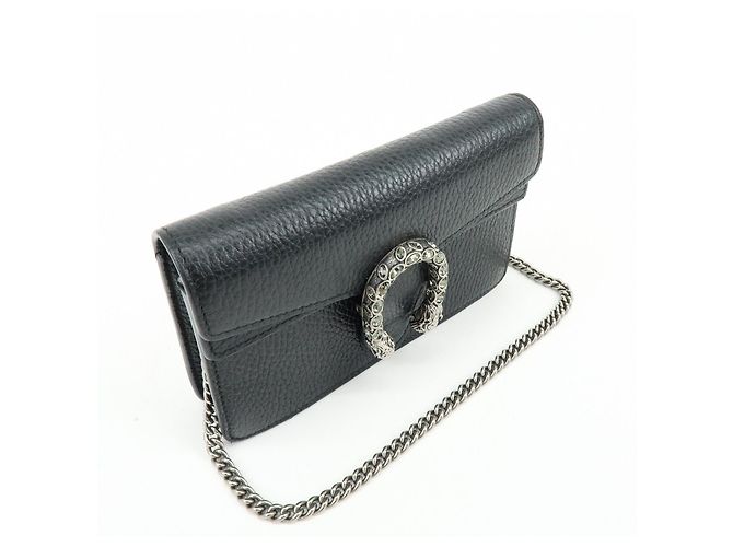 Borsa a tracolla GUCCI Dionysus Super Mini Bag in pelle con catena Nera - vista 4