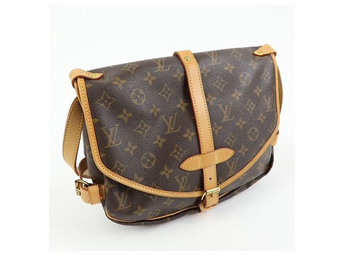 Borsa a Tracolla e Spalla Louis Vuitton Monogram Saumur 30 Marrone M42256 - vista 4