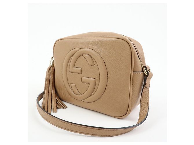 GUCCI SOHO Interlocking G Leather Small Disco Bag Beige 308364 - vista 3