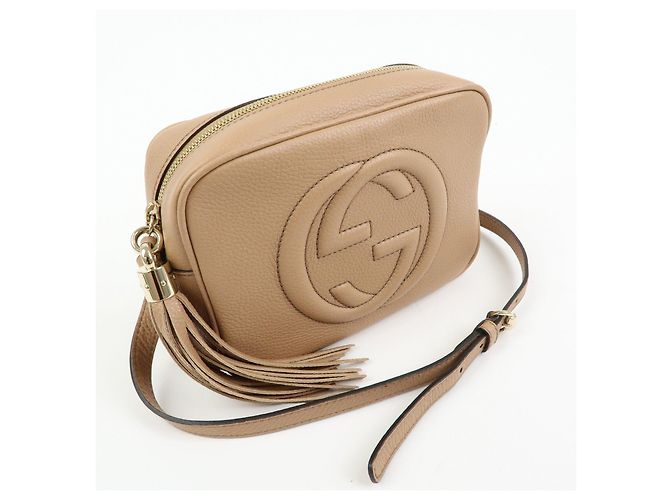 GUCCI SOHO Interlocking G Leather Small Disco Bag Beige 308364 - vista 4