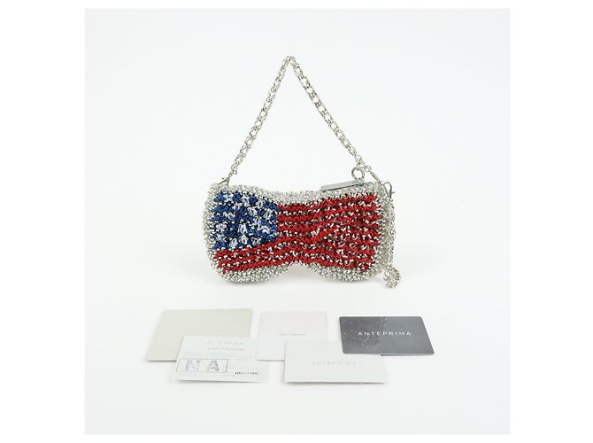 Autre Marque ANTEPRIMA Wire Bag PVC Satin 2Way Hand Shoulder Bag USA Flag - vista 20