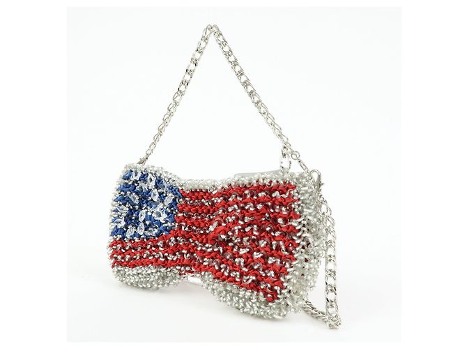 Autre Marque ANTEPRIMA Wire Bag PVC Satin 2Way Hand Shoulder Bag USA Flag - vista 3