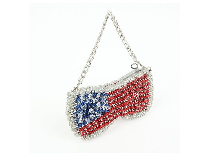 Autre Marque ANTEPRIMA Wire Bag PVC Satin 2Way Hand Shoulder Bag USA Flag - vista 4
