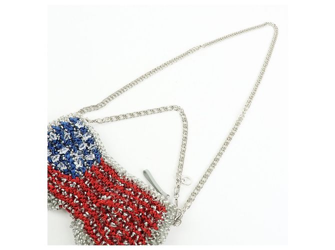Autre Marque ANTEPRIMA Wire Bag PVC Satin 2Way Hand Shoulder Bag USA Flag - vista 6