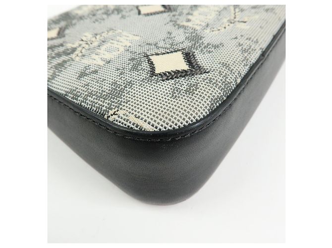 Borsa 2Way MCM Visetos Jacquard Canvas Leather Borsa a Tracolla Grigio Nero - vista 15