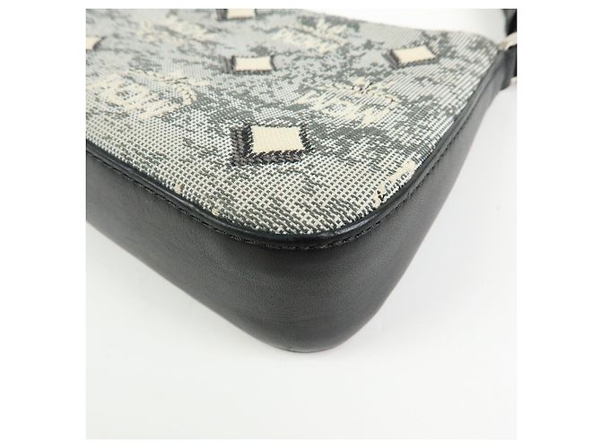 Borsa 2Way MCM Visetos Jacquard Canvas Leather Borsa a Tracolla Grigio Nero - vista 16