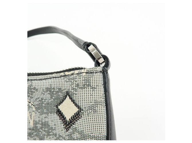 Borsa 2Way MCM Visetos Jacquard Canvas Leather Borsa a Tracolla Grigio Nero - vista 18