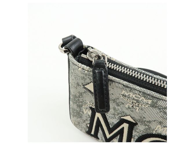 Borsa 2Way MCM Visetos Jacquard Canvas Leather Borsa a Tracolla Grigio Nero - vista 19