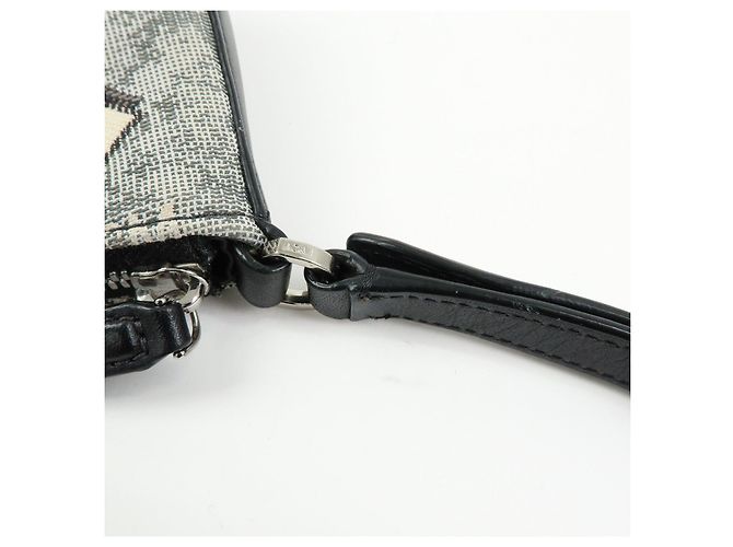 Borsa 2Way MCM Visetos Jacquard Canvas Leather Borsa a Tracolla Grigio Nero - vista 7