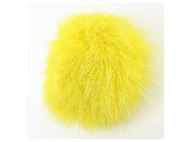 FENDI Monster Portachiavi in pelle e pelliccia Giallo Nero - vista 11