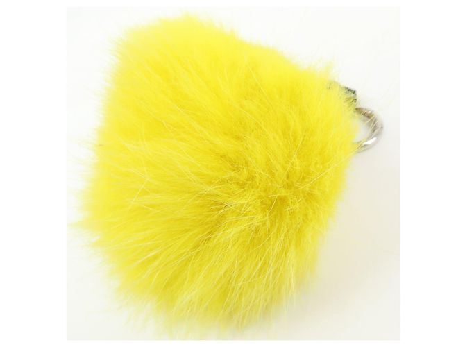 FENDI Monster Portachiavi in pelle e pelliccia Giallo Nero - vista 12