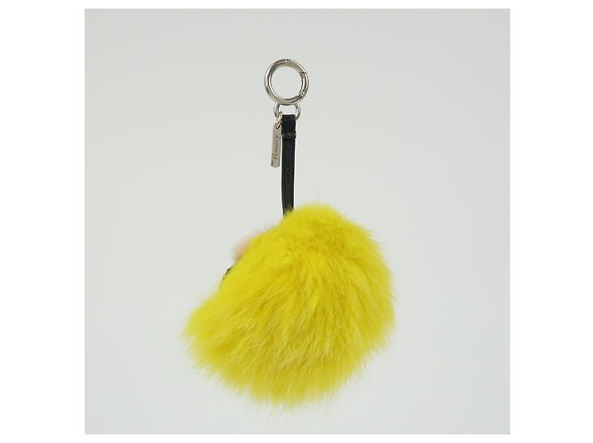 FENDI Monster Portachiavi in pelle e pelliccia Giallo Nero - vista 2