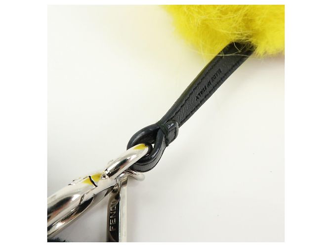 FENDI Monster Portachiavi in pelle e pelliccia Giallo Nero - vista 5