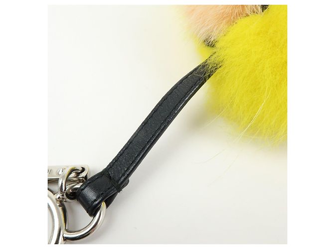 FENDI Monster Portachiavi in pelle e pelliccia Giallo Nero - vista 6