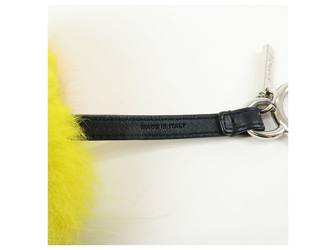 FENDI Monster Portachiavi in pelle e pelliccia Giallo Nero - vista 7