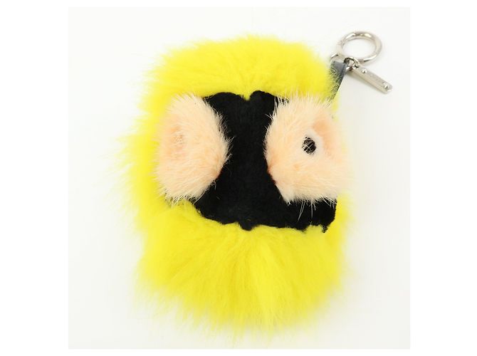 FENDI Monster Portachiavi in pelle e pelliccia Giallo Nero - vista 8