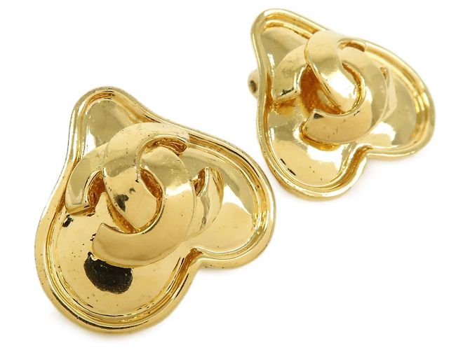 Orecchini a clip a cuore CHANEL COCO Mark placcati in oro dorato - vista 3