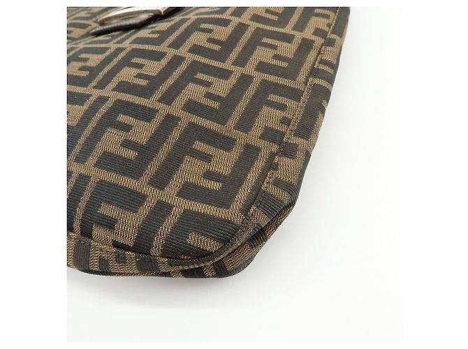 Borsa a tracolla FENDI Zucca Canvas Leather Brown Black 26727 - vista 11