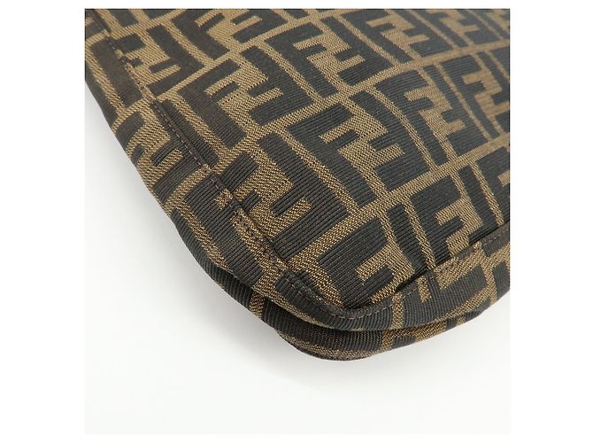 Borsa a tracolla FENDI Zucca Canvas Leather Brown Black 26727 - vista 13