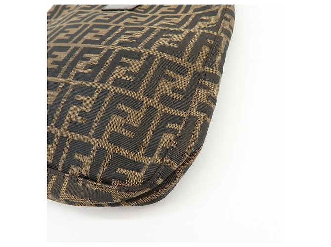 Borsa a tracolla FENDI Zucca Canvas Leather Brown Black 26727 - vista 14