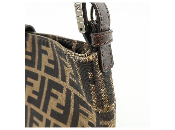 Borsa a tracolla FENDI Zucca Canvas Leather Brown Black 26727 - vista 16