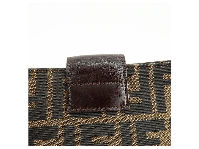 Borsa a tracolla FENDI Zucca Canvas Leather Brown Black 26727 - vista 17