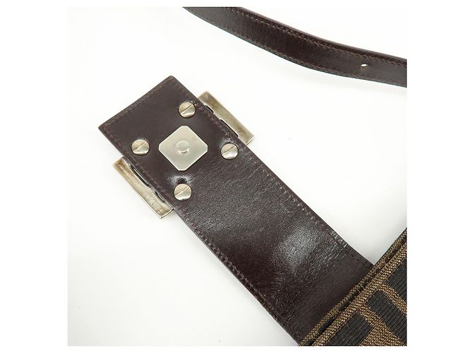 Borsa a tracolla FENDI Zucca Canvas Leather Brown Black 26727 - vista 19