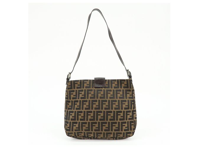 Borsa a tracolla FENDI Zucca Canvas Leather Brown Black 26727 - vista 2