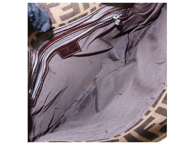 Borsa a tracolla FENDI Zucca Canvas Leather Brown Black 26727 - vista 21