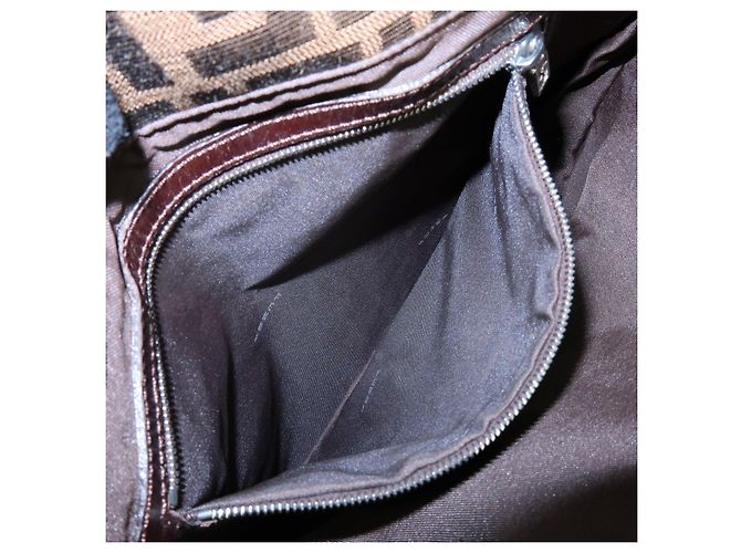 Borsa a tracolla FENDI Zucca Canvas Leather Brown Black 26727 - vista 22