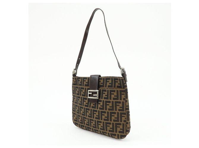 Borsa a tracolla FENDI Zucca Canvas Leather Brown Black 26727 - vista 3