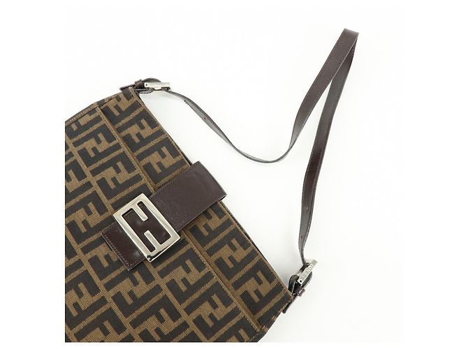 Borsa a tracolla FENDI Zucca Canvas Leather Brown Black 26727 - vista 6