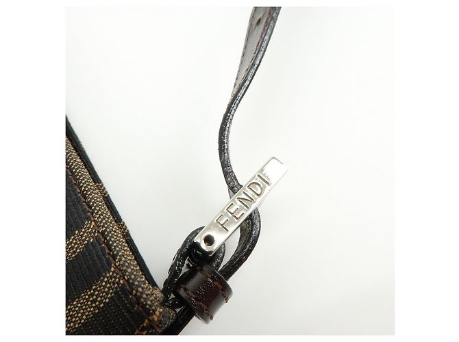 Borsa a tracolla FENDI Zucca Canvas Leather Brown Black 26727 - vista 9