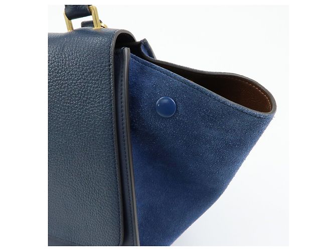 Céline CELINE Borsa 2Way in pelle e camoscio Borsa a mano Borsa a tracolla Navy - vista 15