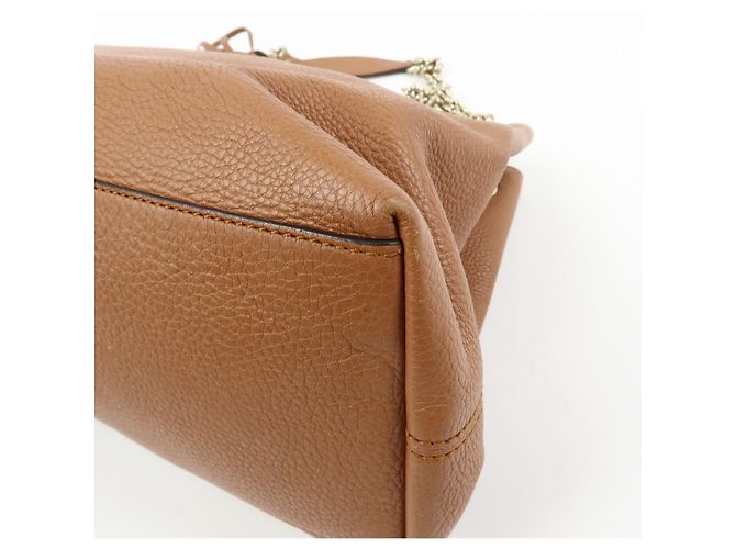 Borsa a spalla in pelle con catena GUCCI SOHO Interlocking G Marrone 308982 - vista 12