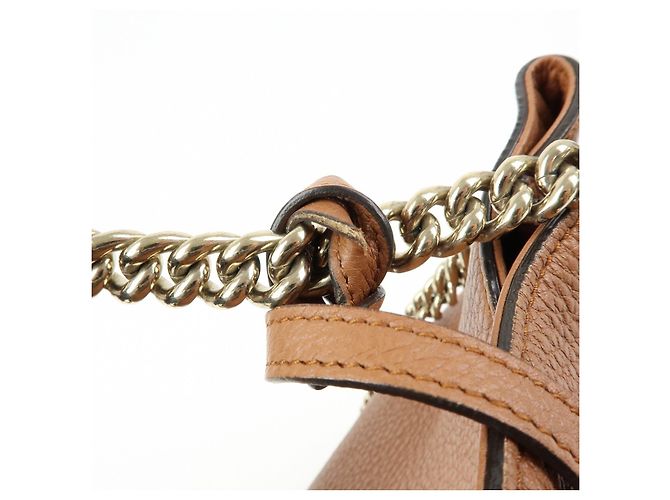 Borsa a spalla in pelle con catena GUCCI SOHO Interlocking G Marrone 308982 - vista 18