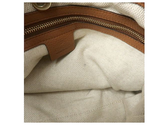 Borsa a spalla in pelle con catena GUCCI SOHO Interlocking G Marrone 308982 - vista 20