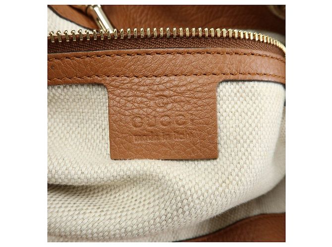 Borsa a spalla in pelle con catena GUCCI SOHO Interlocking G Marrone 308982 - vista 23