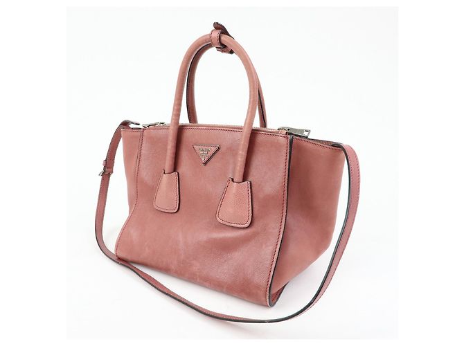 PRADA Triangle Logo Leder 2Way Tasche Handtasche Schultertasche Rosa - Ansicht 3