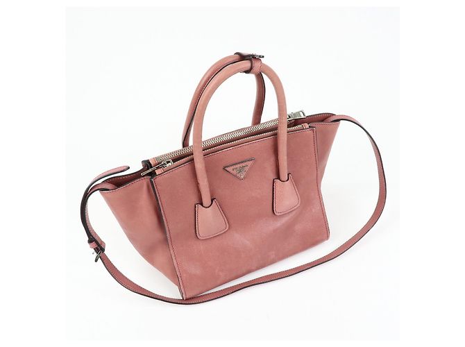 PRADA Triangle Logo Leder 2Way Tasche Handtasche Schultertasche Rosa - Ansicht 4