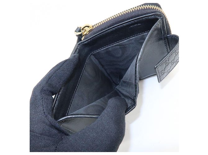 Cartera compacta bi-fold de piel Micro Guccissima GUCCI Negra 449395 - vista 17