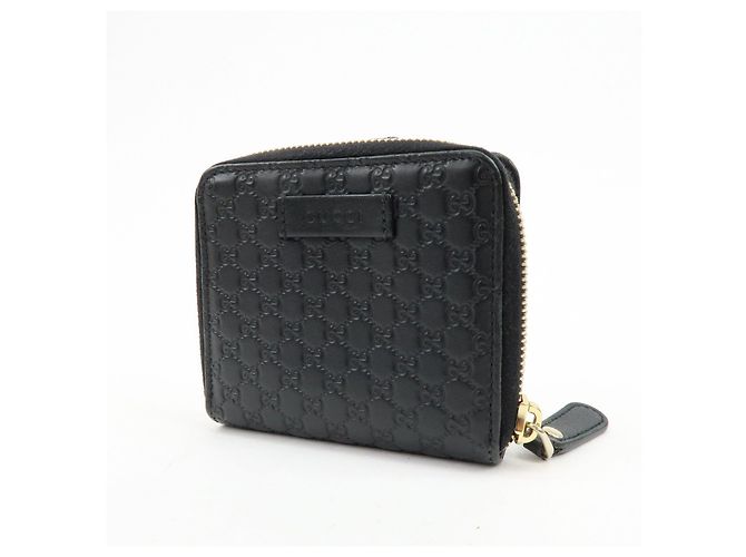 Cartera compacta bi-fold de piel Micro Guccissima GUCCI Negra 449395 - vista 3