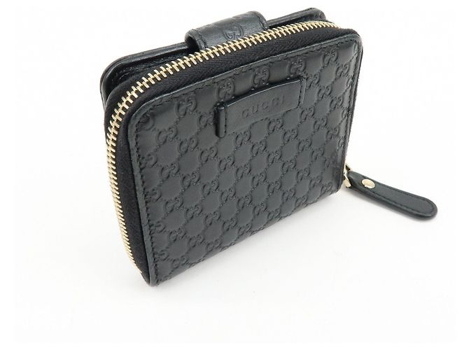 Cartera compacta bi-fold de piel Micro Guccissima GUCCI Negra 449395 - vista 4