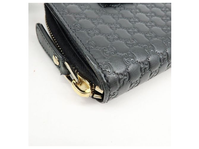 Cartera compacta bi-fold de piel Micro Guccissima GUCCI Negra 449395 - vista 8