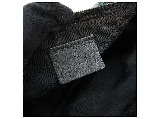 GUCCI Sherry Leather Denim Accessory Pouch Hand Bag Black 92820 - vista 18