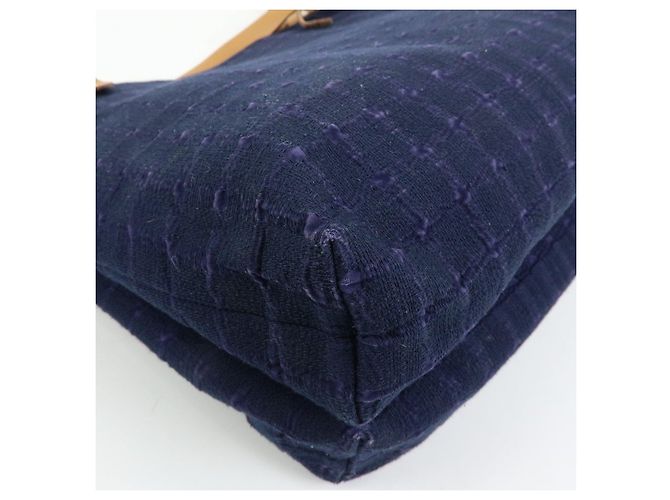 Hermès HERMES Amedaba Cabas de Poche Cotton Canvas Leather Tote Bag Navy - Ansicht 13