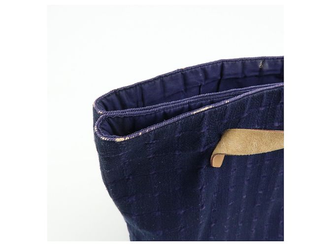 Hermès HERMES Amedaba Cabas de Poche Cotton Canvas Leather Tote Bag Navy - Ansicht 15