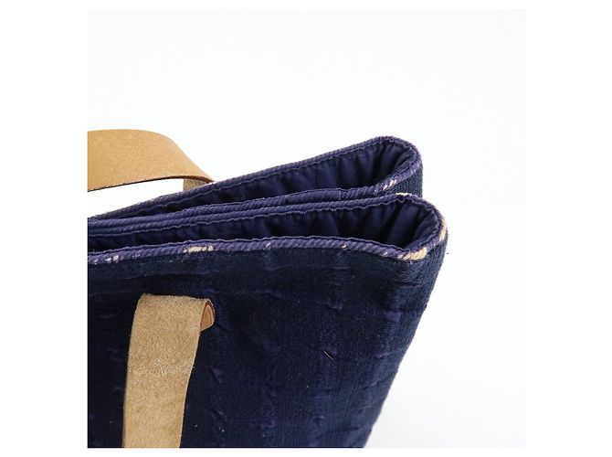Hermès HERMES Amedaba Cabas de Poche Cotton Canvas Leather Tote Bag Navy - Ansicht 16